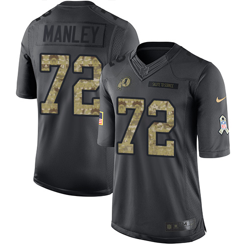 Youth Limited Dexter Manley Nike Jersey Black - #72 2016 Salute to Service NFL Washington Redskins